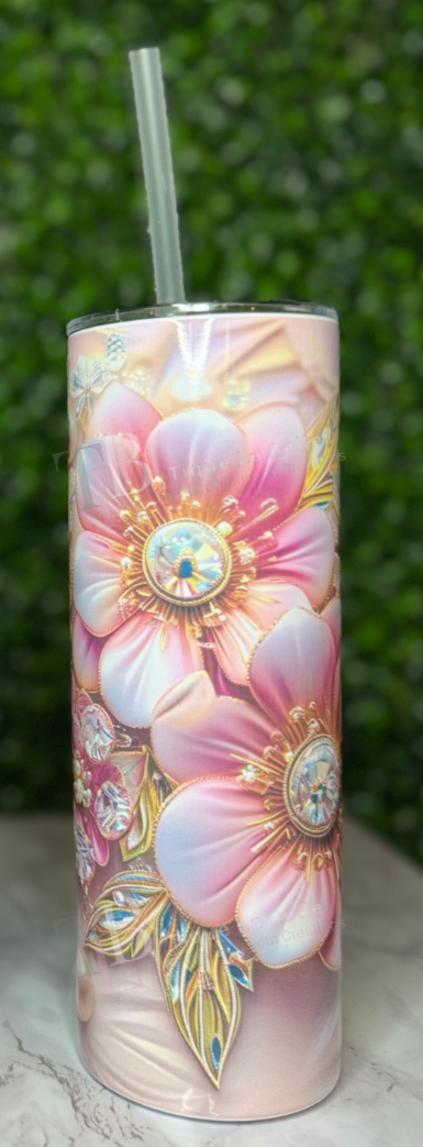 Flowers & Pearls 3D Custom Tumblers (20 oz.)