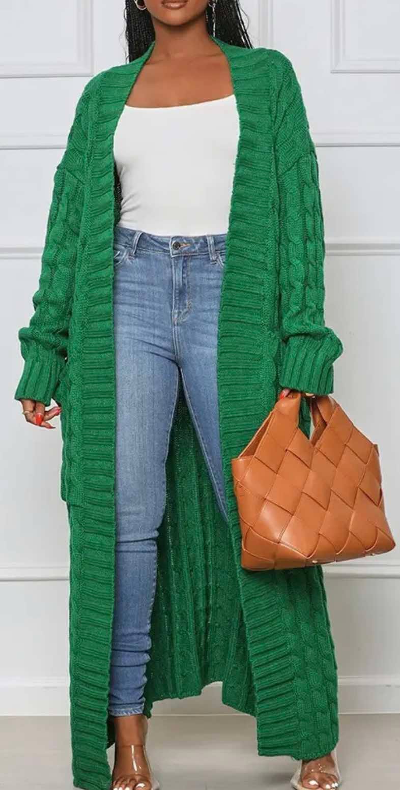 Cozy Long Cardigan - Kelly Green