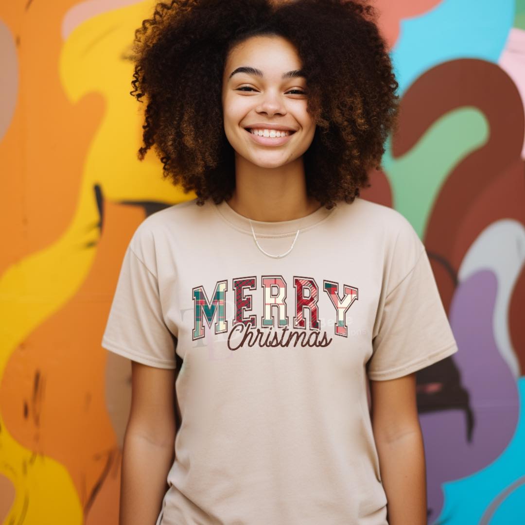 Merry Christmas Plaid Tees