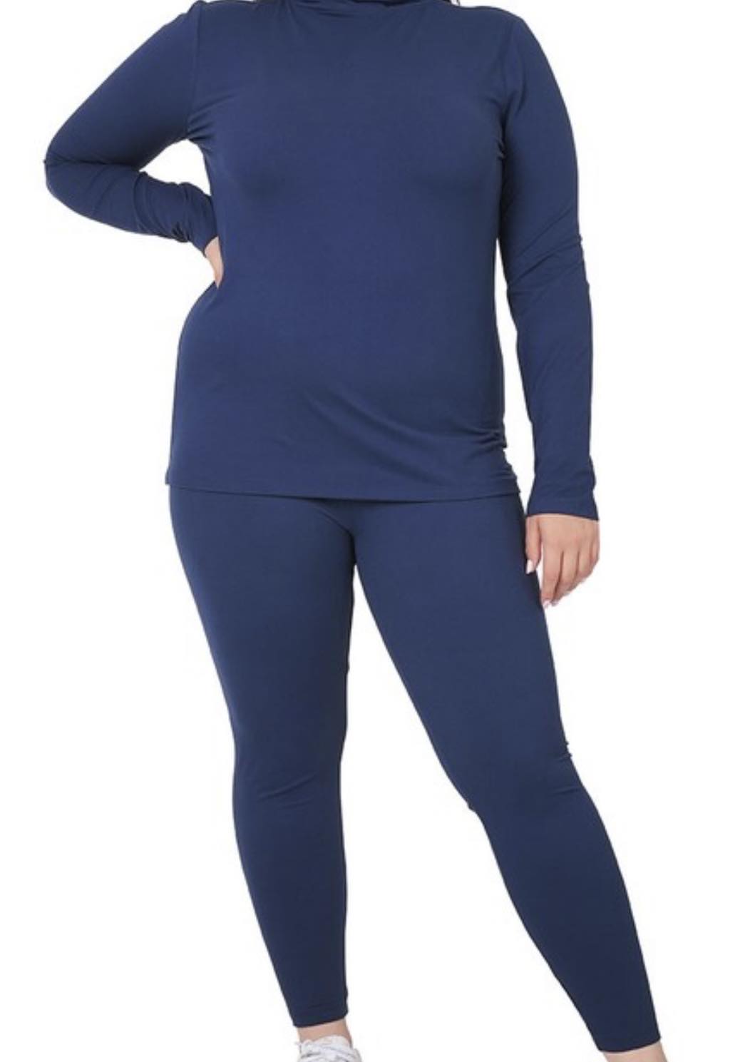 Butta Smooth 2-Piece Mock Neck Set - Light Navy