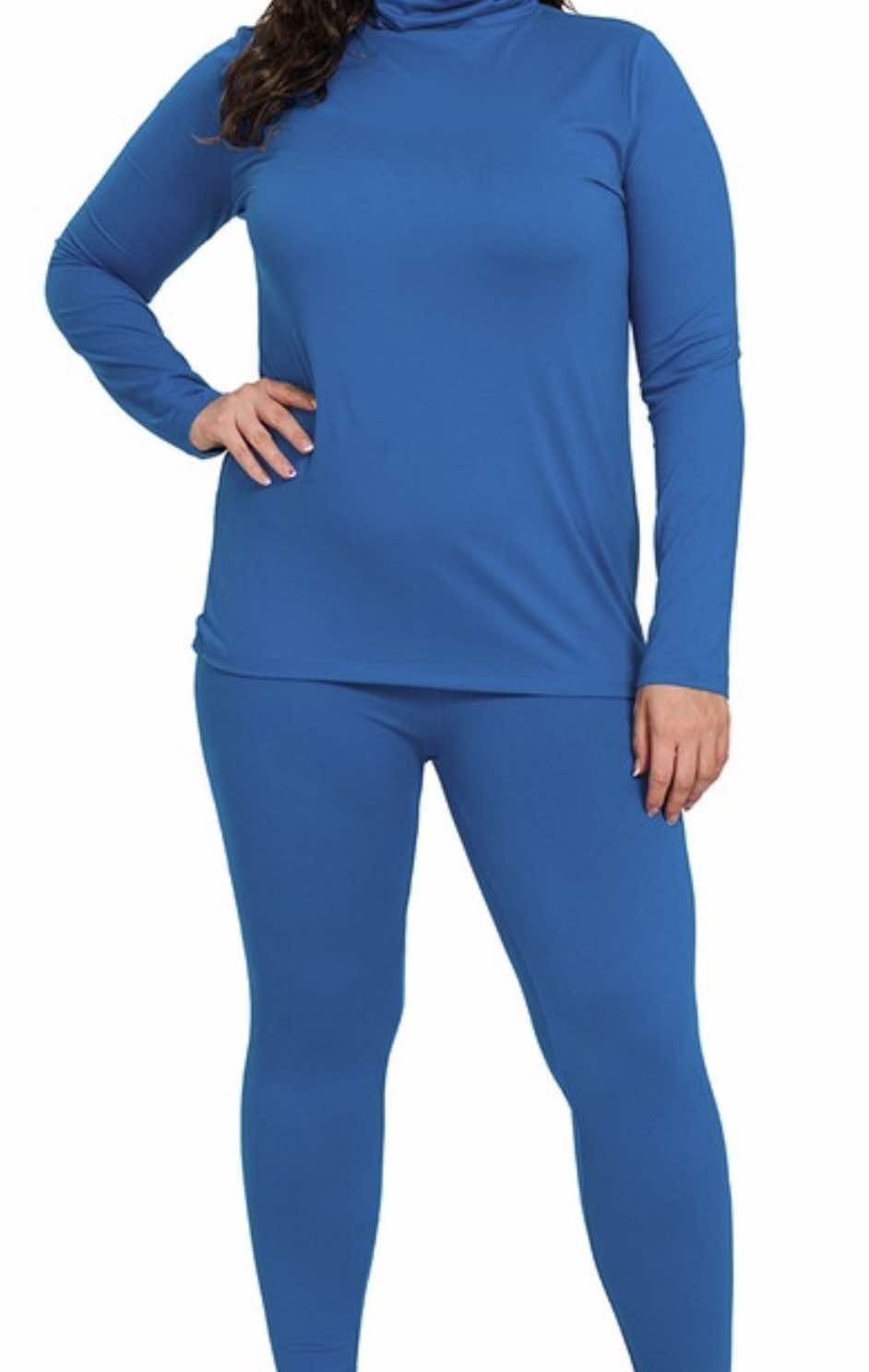 Butta Smooth 2-Piece Mock Neck Set - Classy Blue