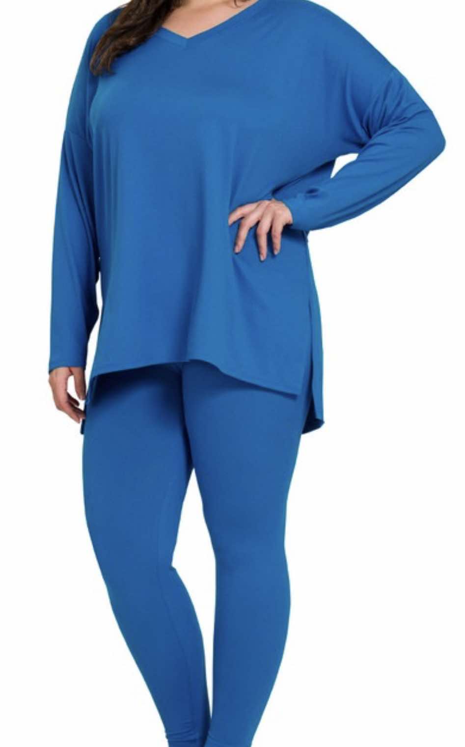 Butta Luv 2-Piece V-Neck Set - Classy Blue