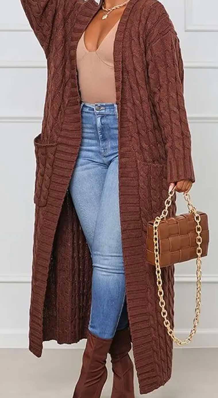 Cozy Long Cardigan - Red Velvet
