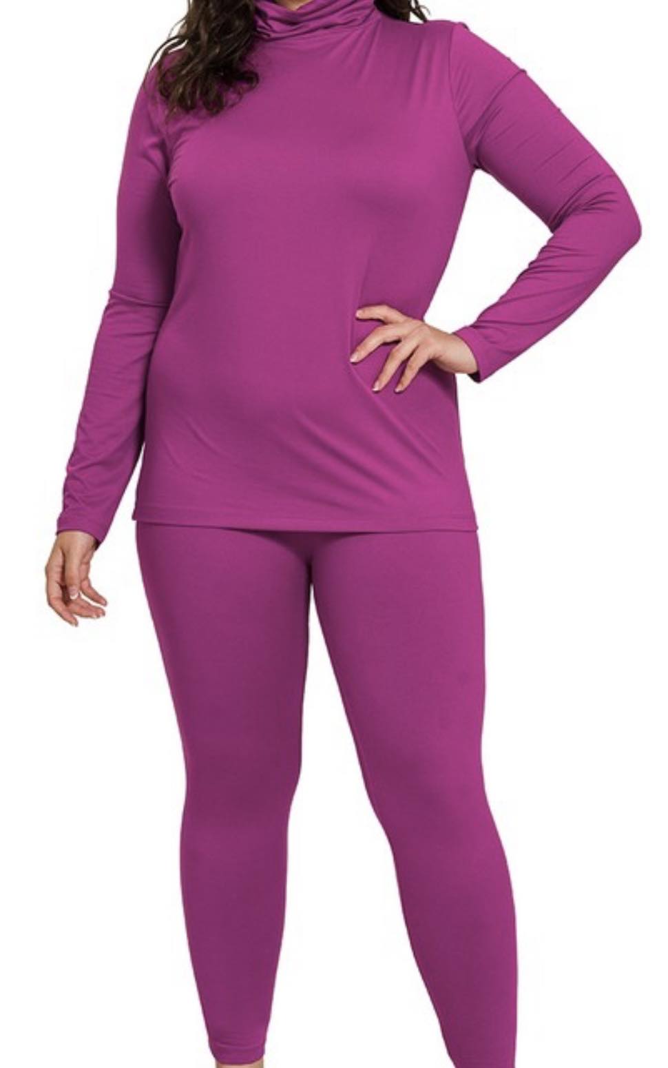 Butta Smooth 2-Piece Mock Neck Set - Plum