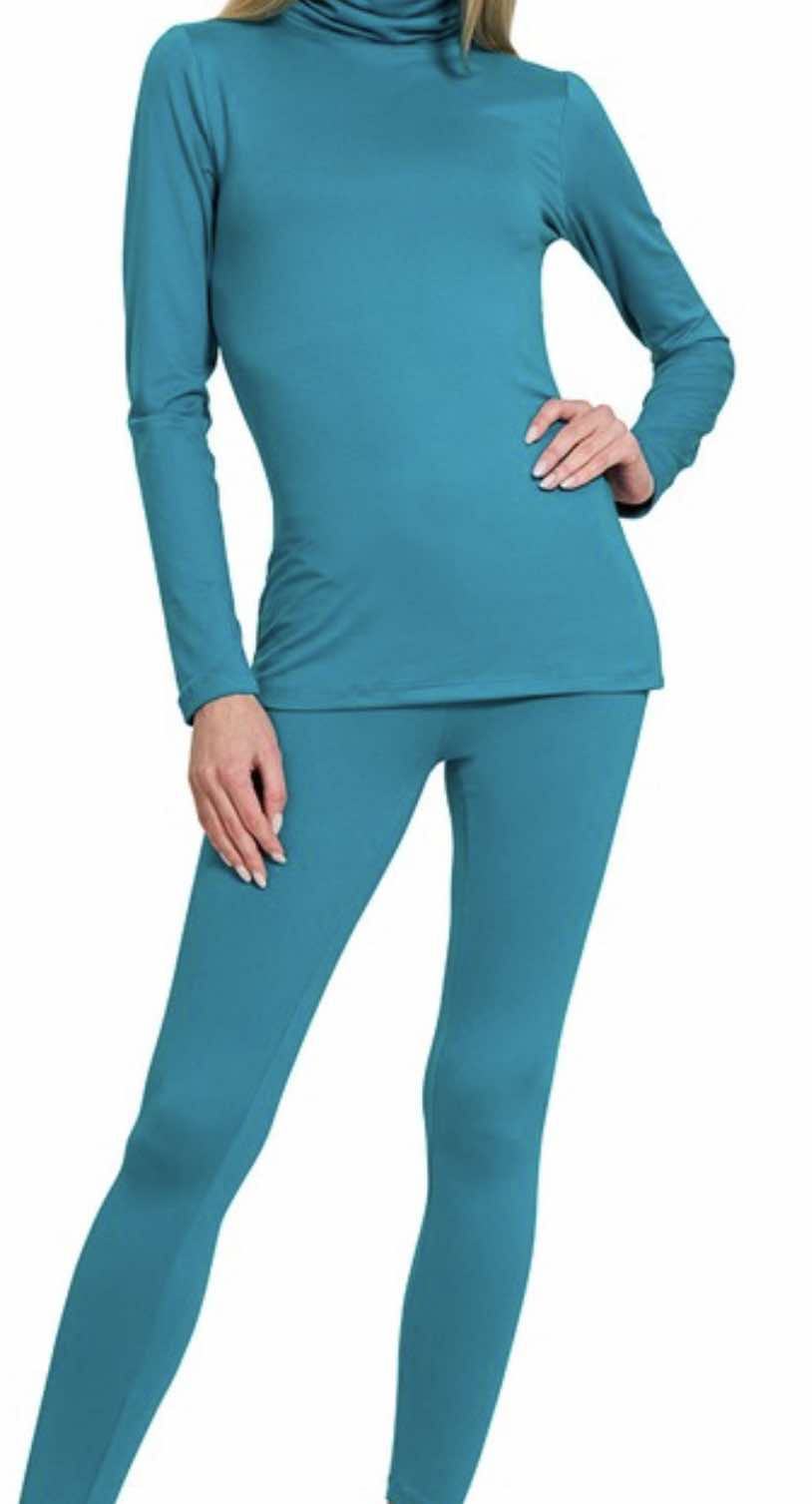 Butta Smooth 2-Piece Mock Neck Set - Teal